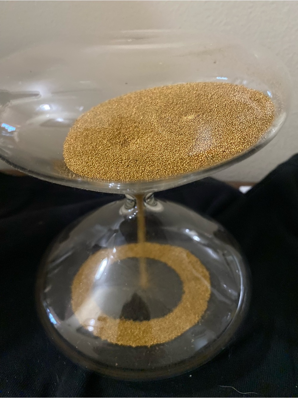 Decorative Glass Hourglass with Gold Accent Sand